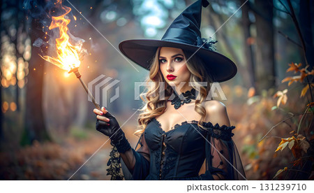 萬聖節打扮成女巫的女人 131239710