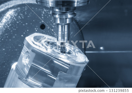 The hi-technology automotive part manufacturing process by CNC machine. 131239855