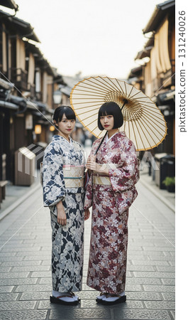 Japanese woman in a kimono, Kyoto's charming streets 131240026