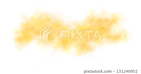 Thick yellow smoke cloud on transparent background isolated on black for atmospheric visual effects or overlays 131240952