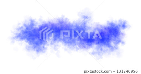 Thick vibrant blue smoke cloud on transparent background isolated on black for atmospheric visual effects or overlays 131240956