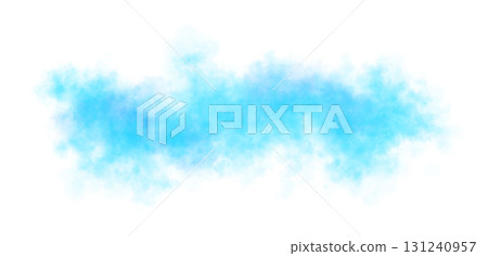 Thick light blue smoke cloud on transparent background isolated on black for atmospheric visual effects or overlays 131240957
