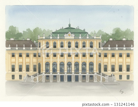 奧地利世界遺產美泉宮的精美水彩畫 131241146