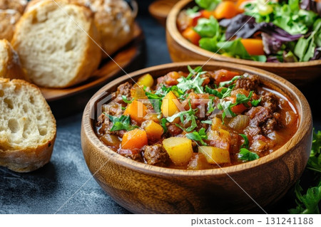 potato soup with bacon and fresh vegetables potato soup with bacon and fresh vegetables 131241188