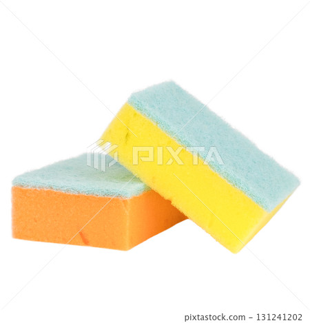 Sponge for washing dishes isolated on white background Sponge for washing dishes isolated on white background 131241202