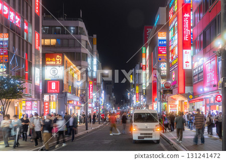 Saitama Prefecture: Omiya Station, a bustling nightlife district lit up by neon lights Saitama Prefecture: Omiya Station, a bustling nightlife district lit up by neon lights 131241472