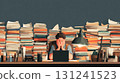 A distressed employee sits at a desk, head in hands, surrounded by towering stacks of papers, symbolizing workplace burnout  131241523