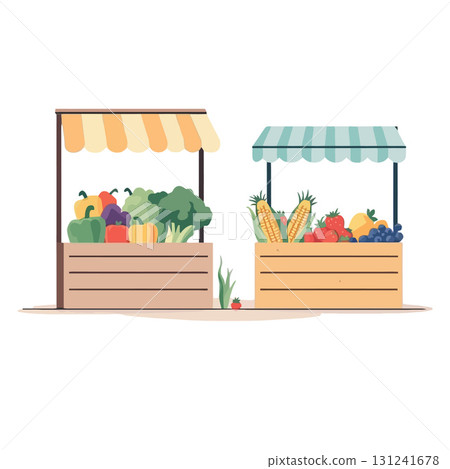 Vsai farmers market stalls selling fresh produce, promoting healthy eating and local farming 131241678