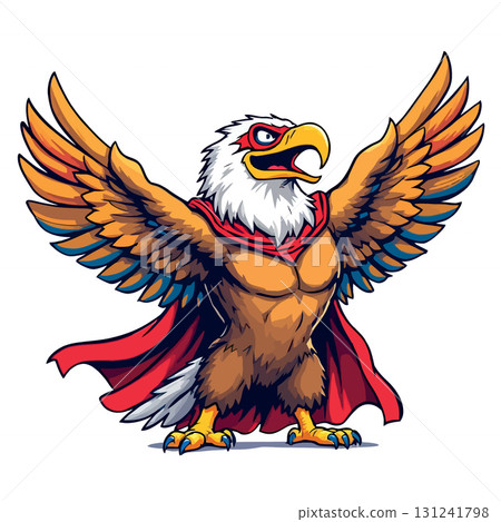 Vsai powerful superhero eagle wearing red cape and mask spreading wings 131241798