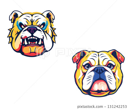 Vsai colorful bulldog head mascot logo showing teeth 131242253