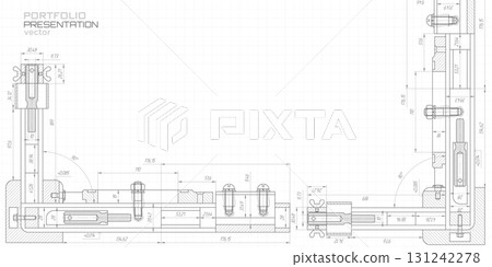 Engineering industrial background. Technical drawing .Technology banner.Vector illustration . 131242278