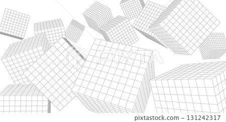 Abstract white background from cubes and lines. Linear geometric drawing. Vector illustration. Abstract white background from cubes and lines. Linear geometric drawing. Vector illustration. 131242317