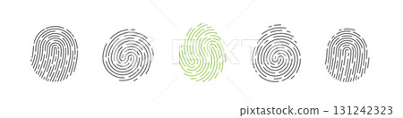 Set of fingerprints . Touch ID icons. Biometric icon set, Finger print sign, Security access sign. Vector illustration . Set of fingerprints . Touch ID icons. Biometric icon set, Finger print sign, Security access sign. Vector illustration . 131242323