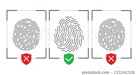 Set of fingerprints . Security access sign.Safety lock. Vector illustration . 131242326