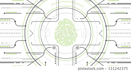 Fingerprint scanner. Security access sign.Safety lock. Vector illustration . Fingerprint scanner. Security access sign.Safety lock. Vector illustration . 131242375