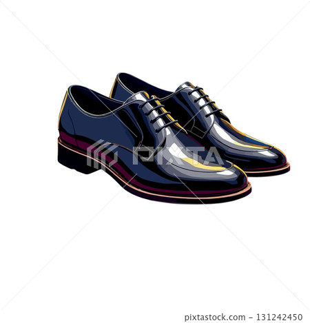 Vsai shiny black leather dress shoes isolated on white background Vsai shiny black leather dress shoes isolated on white background 131242450