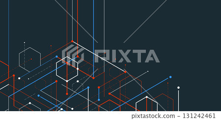 Background from cubes and lines. Linear geometric drawing. Abstraction,Vector illustration. 131242461
