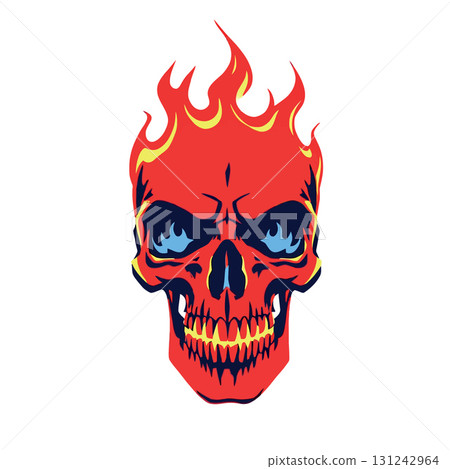 Vsai red flaming skull burning with bright flames 131242964