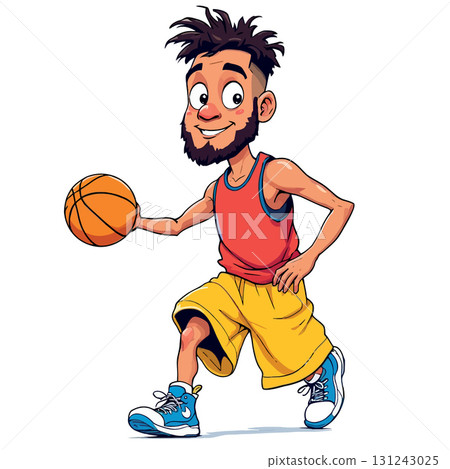 Vsai basketball player dribbling and running, cartoon illustration Vsai basketball player dribbling and running, cartoon illustration 131243025
