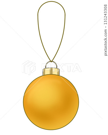 Golden Christmas ball ornament with string 131243308