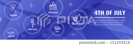 Fireworks and Independence Day Icon Set Web Header Banner 131243818