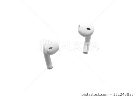 White modern wireless headphones isolated on white background. Copy space White modern wireless headphones isolated on white background. Copy space 131243853
