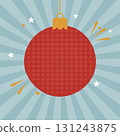 Christmas ornament vector, retro red bauble with dotted pattern and festive burst background stock vector 131243875