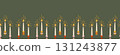 Retro vintage horizontal Christmas border with candles, perfect for designers, shops, and brands making festive cards, posters, banners, and seasonal holiday decorations. 131243877