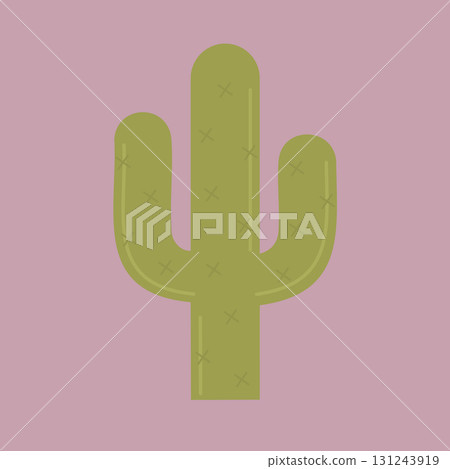 Cactus vector minimal flat style green saguaro on pink background, stock vector 131243919