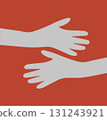 Hands hugs vector minimalist flat style reaching gesture on red background stock vector 131243921
