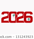 2026 bold red numbers vector with festive green leaves and berries accents, new year stock vector 131243923