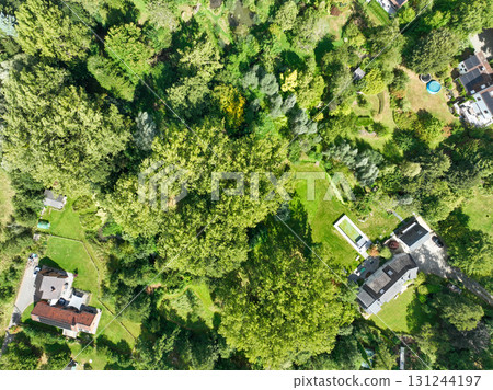 Aerial view of Genappe municipality and city of Wallonia located in the Belgian province of Walloon Brabant. 131244197