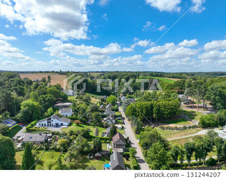 Aerial view of Genappe municipality and city of Wallonia located in the Belgian province of Walloon Brabant. Aerial view of Genappe municipality and city of Wallonia located in the Belgian province of Walloon Brabant. 131244207