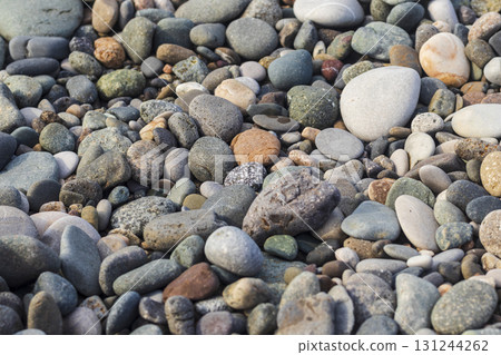 Close up shot of the pebbles of the beach 131244262