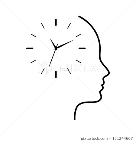 circadian health. Human head silhouette with clock inside symbolizing circadian rhythms biological cycles daily routine sleep health body clock time balance and natural biorhythm concept 131244607