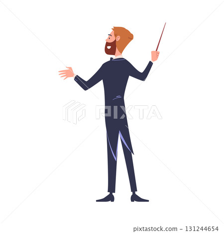 Man Conductor Character in Tuxedo Directing with Stick Vector Illustration Man Conductor Character in Tuxedo Directing with Stick Vector Illustration 131244654
