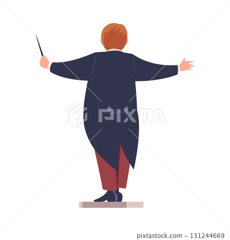 Man Conductor Character in Tuxedo Directing with Stick Vector Illustration Man Conductor Character in Tuxedo Directing with Stick Vector Illustration 131244669