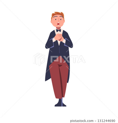 Man Opera Singer and Musician Singing on Stage Vector Illustration Man Opera Singer and Musician Singing on Stage Vector Illustration 131244690