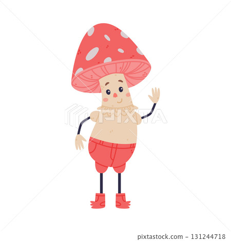 Funny Mushroom Character with Happy Face and Cap Vector Illustration Funny Mushroom Character with Happy Face and Cap Vector Illustration 131244718
