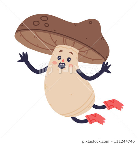 Funny Mushroom Character with Happy Face and Cap Vector Illustration Funny Mushroom Character with Happy Face and Cap Vector Illustration 131244740