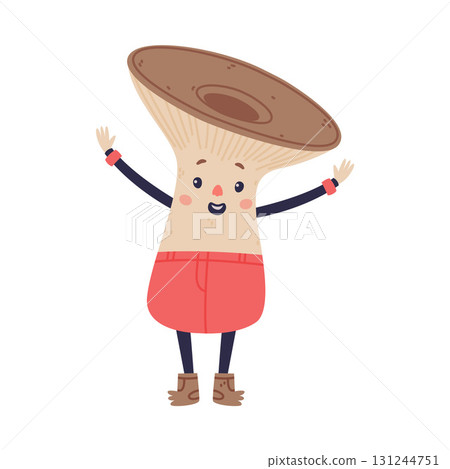 Funny Mushroom Character with Happy Face and Cap Vector Illustration Funny Mushroom Character with Happy Face and Cap Vector Illustration 131244751