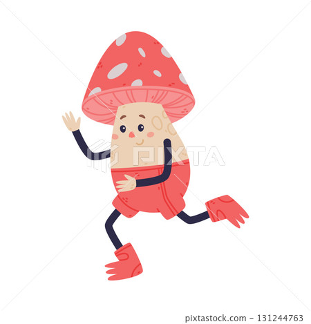 Funny Mushroom Character with Happy Face and Cap Vector Illustration Funny Mushroom Character with Happy Face and Cap Vector Illustration 131244763