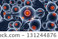 red blood cell in vein or artery, 3d illustration 131244876