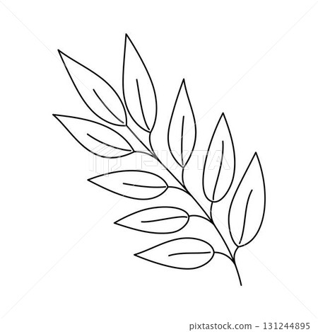 Leaf simple outline hand drawn doodle vector illustration, floral botanical minimalist image for environment projects, nature concept, coloring page, scrapbooking, line art sketch 131244895
