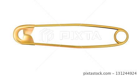 Gold safety pin pinned, golden template isolated on transparent background. Png Gold safety pin pinned, golden template isolated on transparent background. Png 131244924