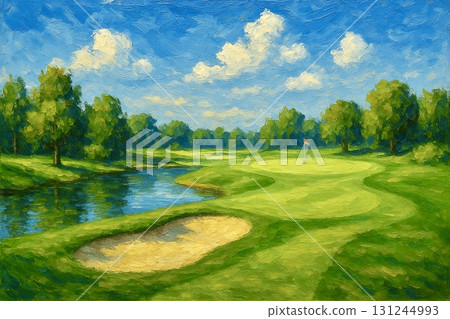Golf course image oil painting Golf course image oil painting 131244993