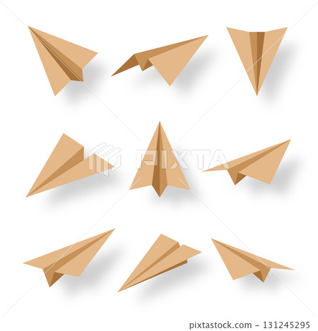 Realistic handmade paper planes collection on transparent background. Origami aircraft in flat style. Vector illustration. Realistic handmade paper planes collection on transparent background. Origami aircraft in flat style. Vector illustration. 131245295