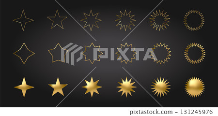 Gold Star icon set. Holiday stars art Gold Star icon set. Holiday stars art 131245976