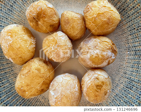Traditional Canarian Potatoes Papas Arrugadas on a Plate close up Traditional Canarian Potatoes Papas Arrugadas on a Plate close up 131246696