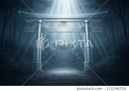 神秘森林中的神秘銀色鳥居 131246720